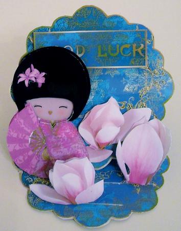 Good Luck Kokeshi - Scallop Flower Easel Kit by Pam Stubley