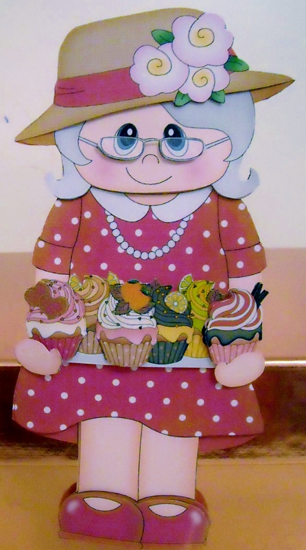 3D on the Shelf Card Kit - Gossip Galz - Cupcake Carrie by Pam Stubley