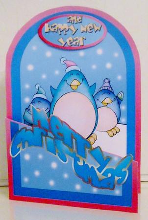 Happy Penguins Cutaway Card by Pam Stubley