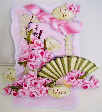 Giant Easel Tableau 3D Card Kit - Cherry Blossom & Fan by Pam Stubley