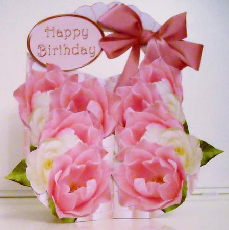 Basket of Pink Roses Cascade Deluxe by Pam Stubley