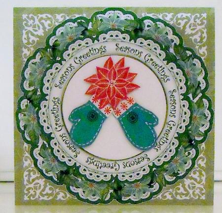 Olive Snowscene Seasons Greetings 8in Insert Panel by Pam Stubley