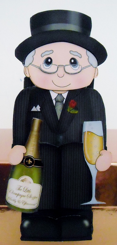3D on the Shelf Card Kit - Old Man Champagne Chester by Pam Stubley