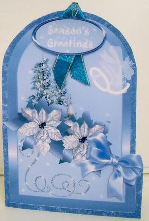 Cutaway- Blue Poinsettias and Church by Pam Stubley