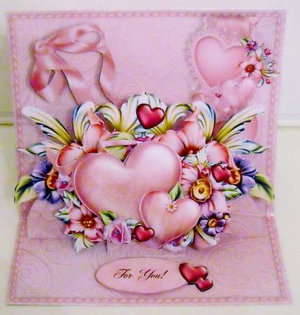 Easel Pop-ups - Pink Hearts & Roses by Pam Stubley