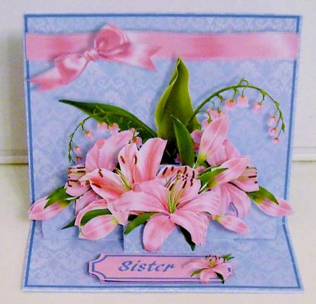 Easel Pop-up 3D Card Kit - Pink Lilies by Pam Stubley
