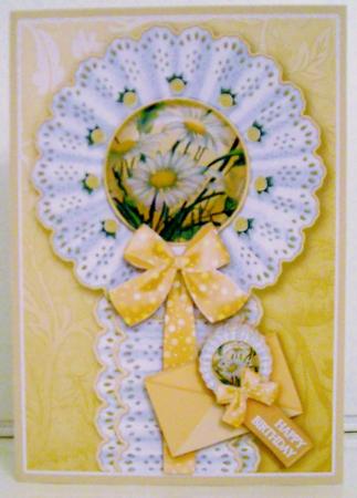 Daisies on a Broderie Anglaise Doily, Decoupage by Pam Stubley