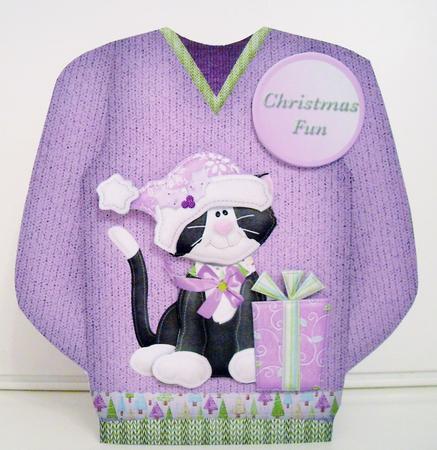 Santa Kitty - Christmas Jumper Card Mini Kit by Pam Stubley