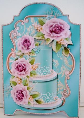 Mini Kit Wedding Cake & Roses Shaped Card by Pam Stubley