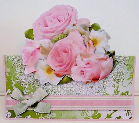 Pink Rose Bouquet Over the Top Card Kit by Pam Stubley