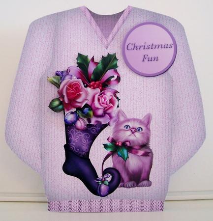 Kitty's Stocking - Christmas Jumper Card Mini Kit by Pam Stubley