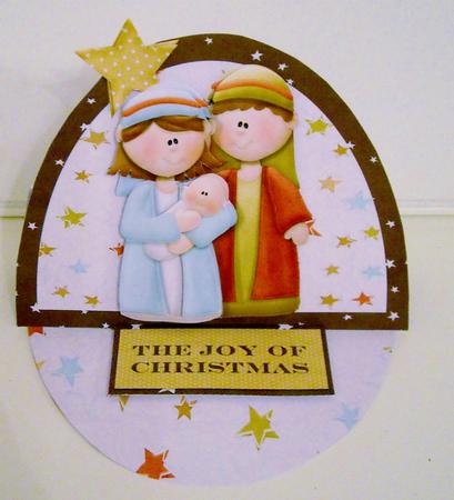 Nitwitivity Holy Family Oval Easel Christmas Card by Pam Stubley