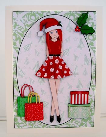Christmas Shopping Boxes and Bags Red Head Decoupage by Pam Stubley