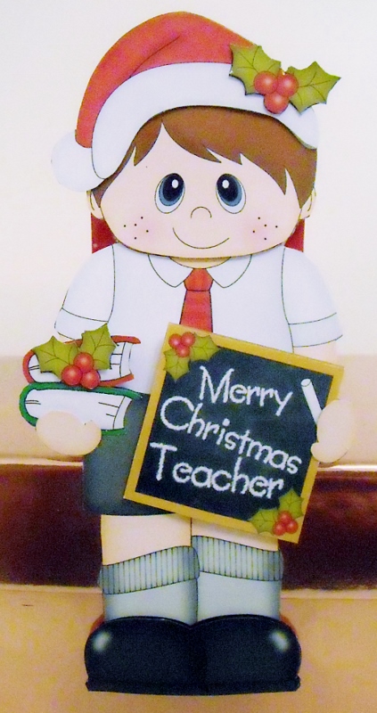 3D on the Shelf Card Kit - Little Christmas Schoolboy by Pam Stubley