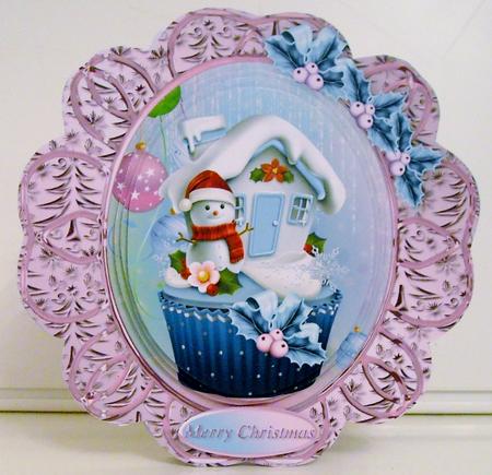 Snowman Cupcake - Fancy Shaped Card Mini Kit by Pam Stubley