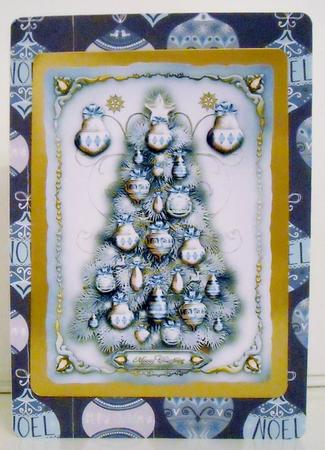 Silver Christmas Tree with Decorations Card Kit by Pam Stubley