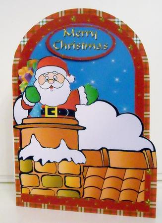 Santa in a Chimney Cutaway Card by Pam Stubley
