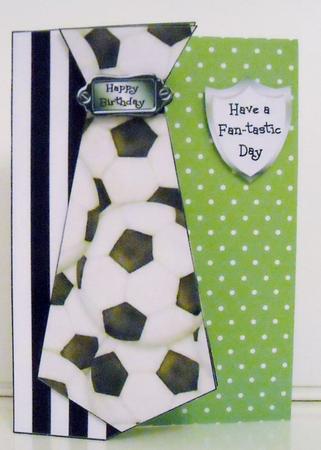 Black & White Stripes Footbal Tie-shaped Card by Pam Stubley