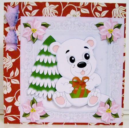Polar Bear with Present Pink 8x8 Mini Kit by Pam Stubley