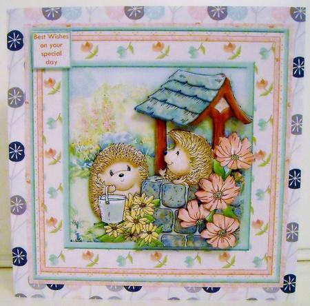 Wishing Well Hedgehogs 8x8 Decoupage Mini Kit All Occasions by Pam Stubley