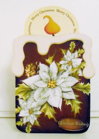 Candle Shape Card Christmas Poinsettia White 690 by Pam Stubley