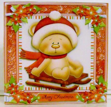 Beautiful Teddy Bear on Sledge 8x8 Mini Kit by Pam Stubley