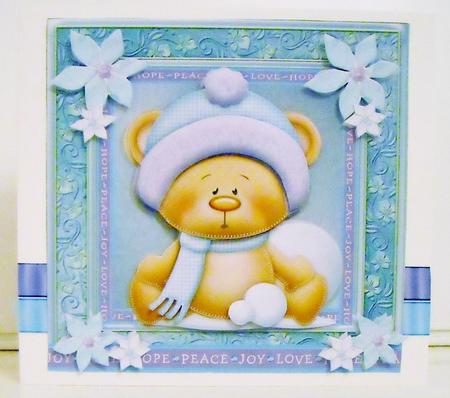 Beautiful Teddy Bear with Snow Balls 8x8 Mini Kit by Pam Stubley