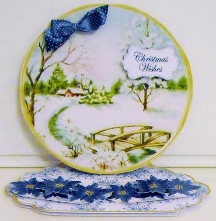 Snowscene1 Christmas Wishes Circle Easel Card Mini Kit by Pam Stubley