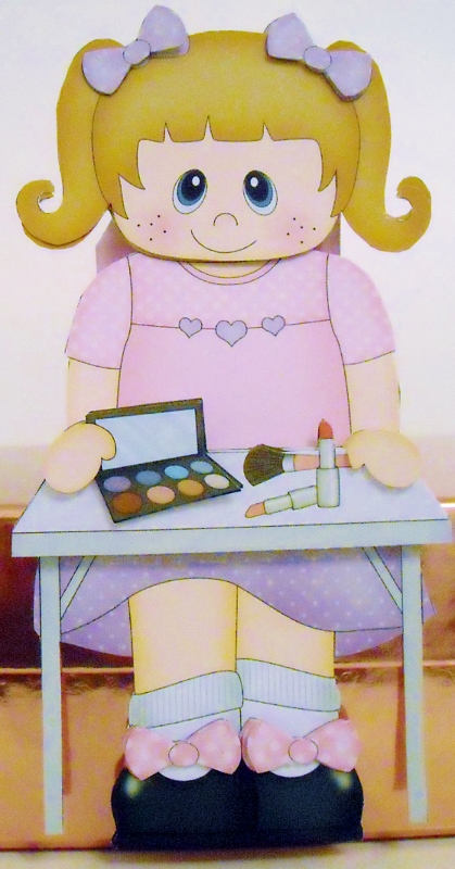 3D on the Shelf Card Kit - Little Make-up Girl Lucy by Pam Stubley
