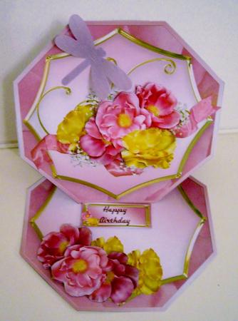 Pink and Yellow Flowers Octagonal Easel Mini Kit by Pam Stubley