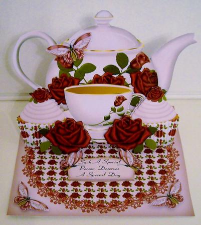 Deep Rose Tea and Cupcake Easel Kit by Pam Stubley