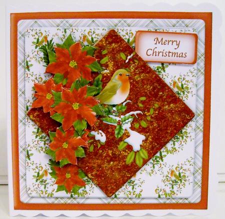 Robin and Poinsettias - Diamond Panel Card Mini Kit by Pam Stubley