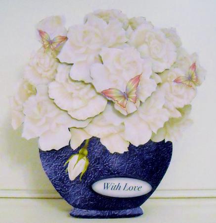 Ivory Rose Bouquet - Pots of Flowers Card Mini Kit by Pam Stubley