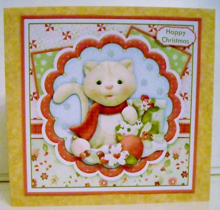 Kittys Christmas Baubles 8x8 Decoupage Mini Kit by Pam Stubley