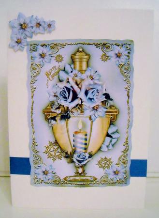 Winter Christmas Lamp with Roses and Poinsettias by Pam Stubley
