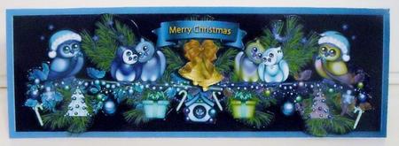 Owl Dl Christmas Blue Swag by Pam Stubley