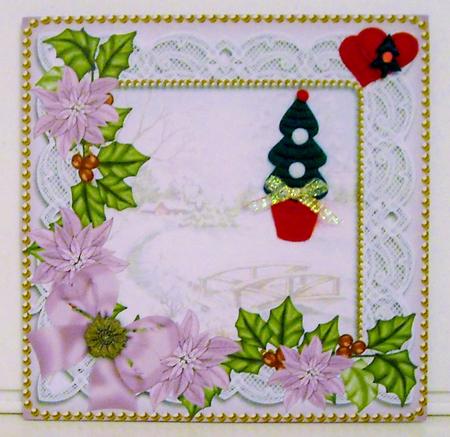 Pretty Snowscene Lilac Poinsettia 8in Matching Insert Panel by Pam Stubley