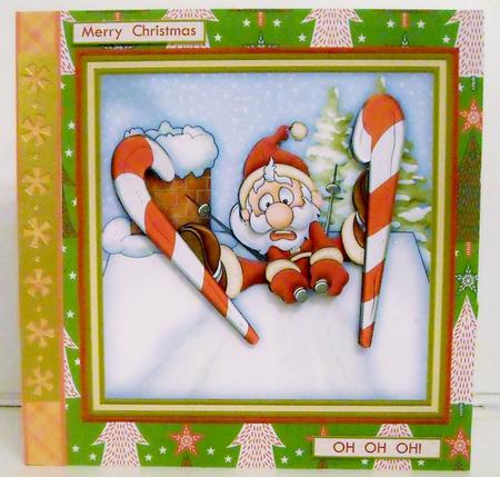 Oh Oh Oh Ski Jump Santa Christmas 7.5 Decoupage Mini Kit by Pam Stubley