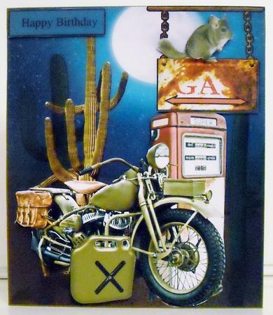 Lonesome Bike Card Topper with Decoupage by Pam Stubley