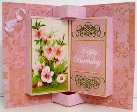 Cherry Blossom Happy Birthday Double Fold 3D Card Minikit by Pam Stubley