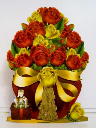 Red and Gold Roses Shaped Card Kit by Pam Stubley