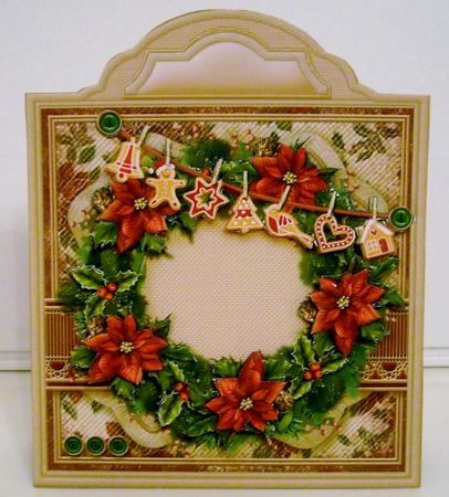 Triangular Base Vintage Shabby Chic Christmas Poinsettia Wre by Pam Stubley