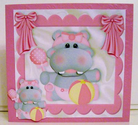 Cute Baby Hippo, with Bows by Pam Stubley