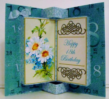 Daisy 18th Birthday Double Fold 3D Card Mini Kit by Pam Stubley
