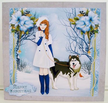Young Lady Walking Her Dog in the Snow Mini Kit by Pam Stubley
