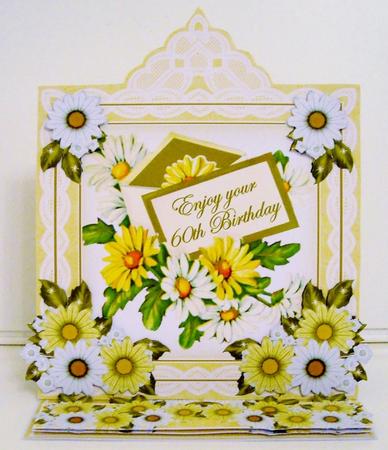 Daisy Happy 60th Lace Top Easel Card & Envelope Kit by Pam Stubley