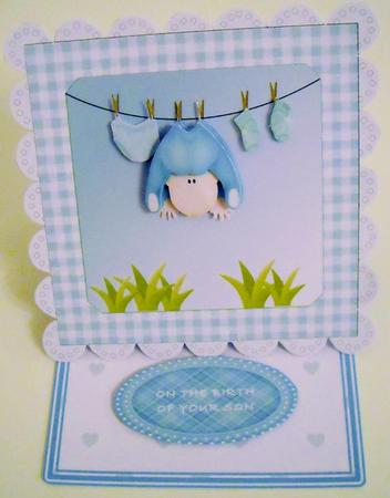 Hang Him Out to Dry New Baby Easel Card by Pam Stubley