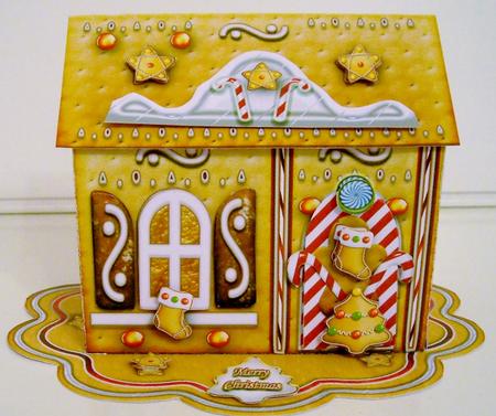 3D Paper Gingerbread House for Desk Table by Pam Stubley