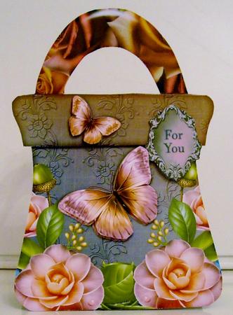 Handbag Shape Card Lovely Flowers 144 by Pam Stubley