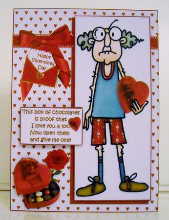 Gus Has Chocs for His Valentine Quick Card by Pam Stubley